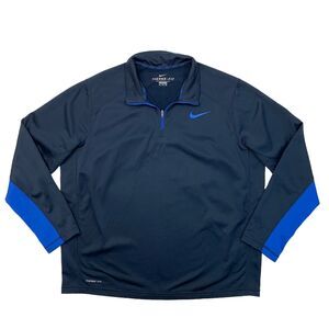 Nike Sweatshirt Mens 2XL XXL Windsor Blue Therma Fit Fleece Warm Up Training